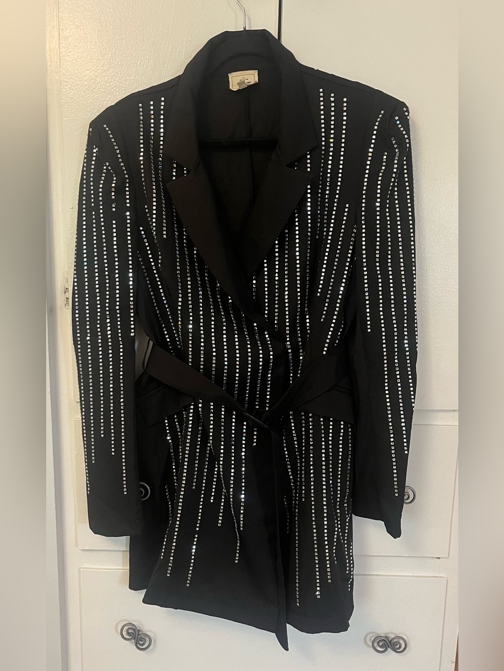 Sterling & Stitch Women’s Studded Black Belted Blazer Dress Size Large